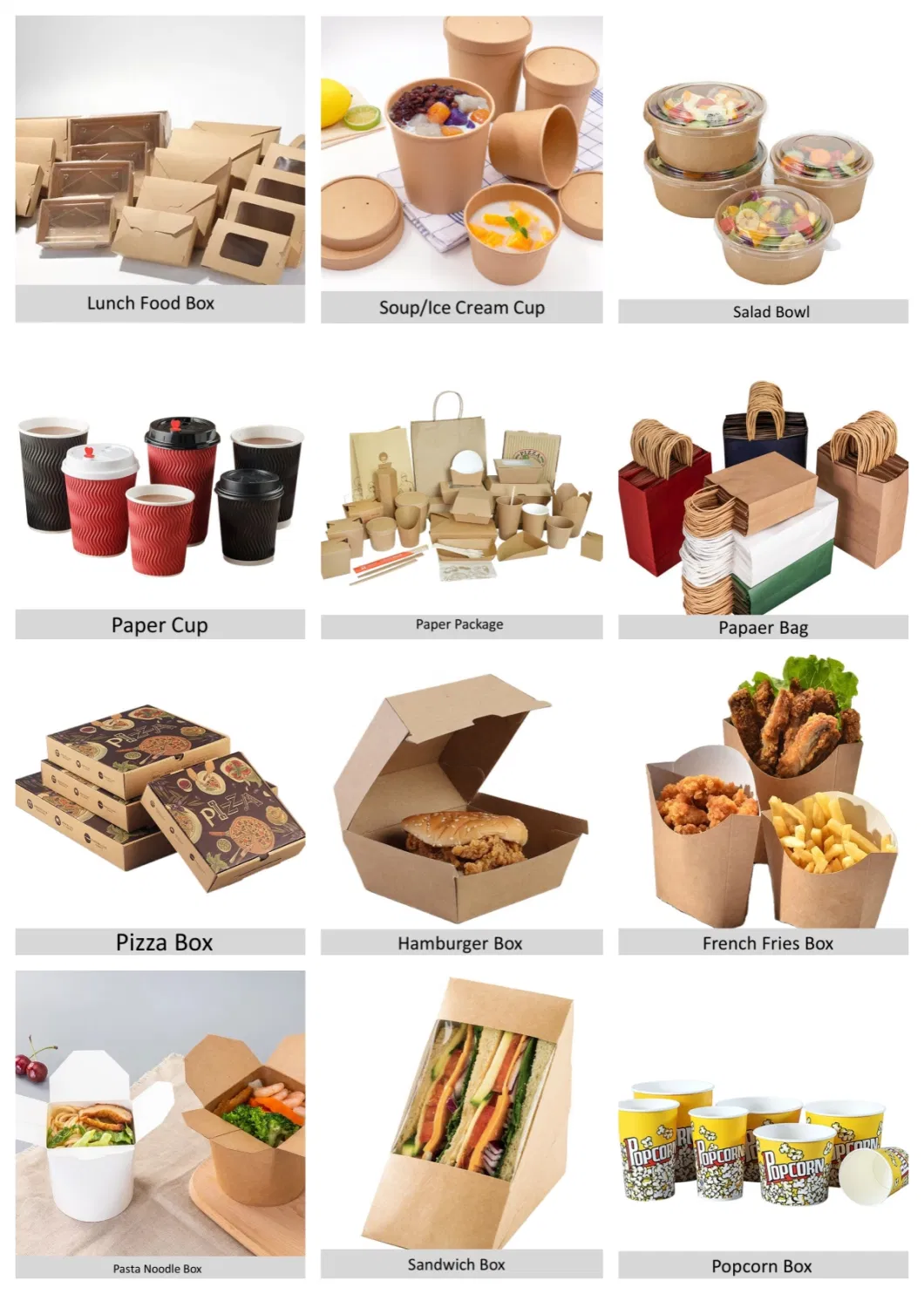 Takeaway Fast Food Packaging Containers Salad Box Restaurant Recycled Disposable Brown Kraft Paper Lunch Boxes with Lid