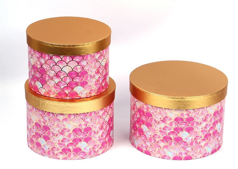 Custom Gold Stamping Mermaid Cylinder Round Box Wedding Round Gift Paper Box Decoration Flower Packaging Box