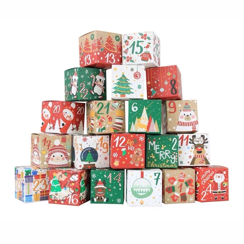 Eco Friendly Foldable Christmas Candy Dessert Cookie Paper Box with Logo Printing Xmas Sweet Biscuit Pastry Cardboard 3D Gift Package Boxes Cupcake Boxes