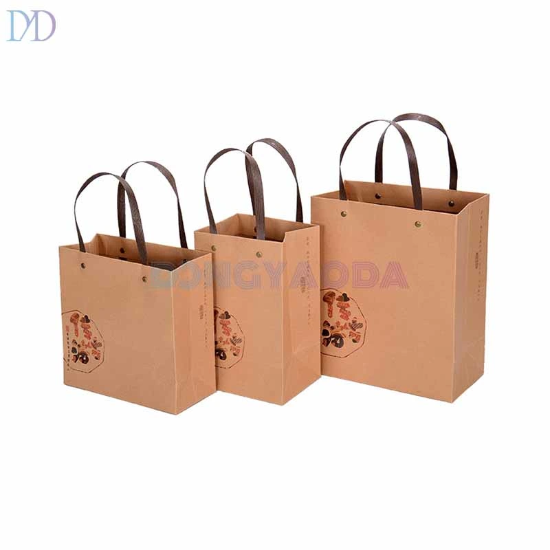 Custom Printed Your Own Logo White Brown Kraft Gift Craft Shopping Paper Bag with Handles