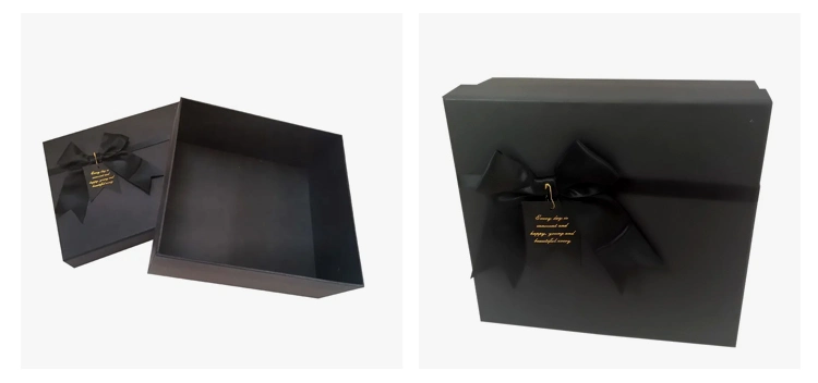 Luxury Custom Sturdy Kraft Paper Square Black Gift Boxes Cardboard Jewelry Gift Box with Lids