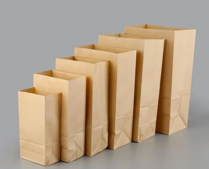 Customized Greaseproof Take-out Kraft Paper Bags, Snack Bags, Bread Bag, Craft Bags, 100% Recycled Kraft Paper Brown Lunch Bags