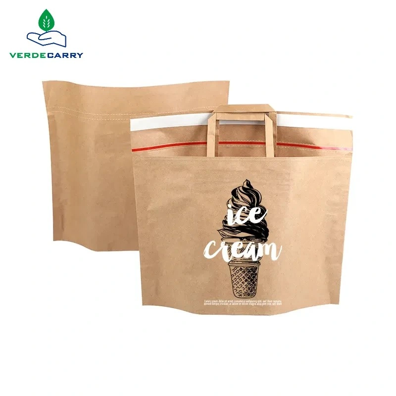 Custom Craft Brown Paper Mailer Mailing Bags Fashion Clothes Postal Bags with Flat Handle