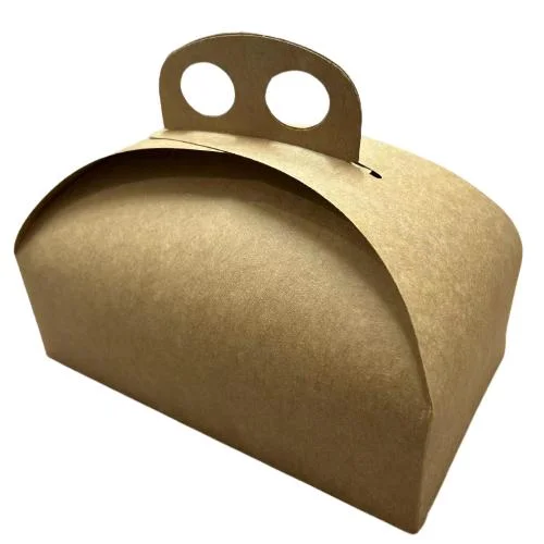 Customization Biodegradable Cake Food Packing Gift Brown Kraft Paper Box with Handle