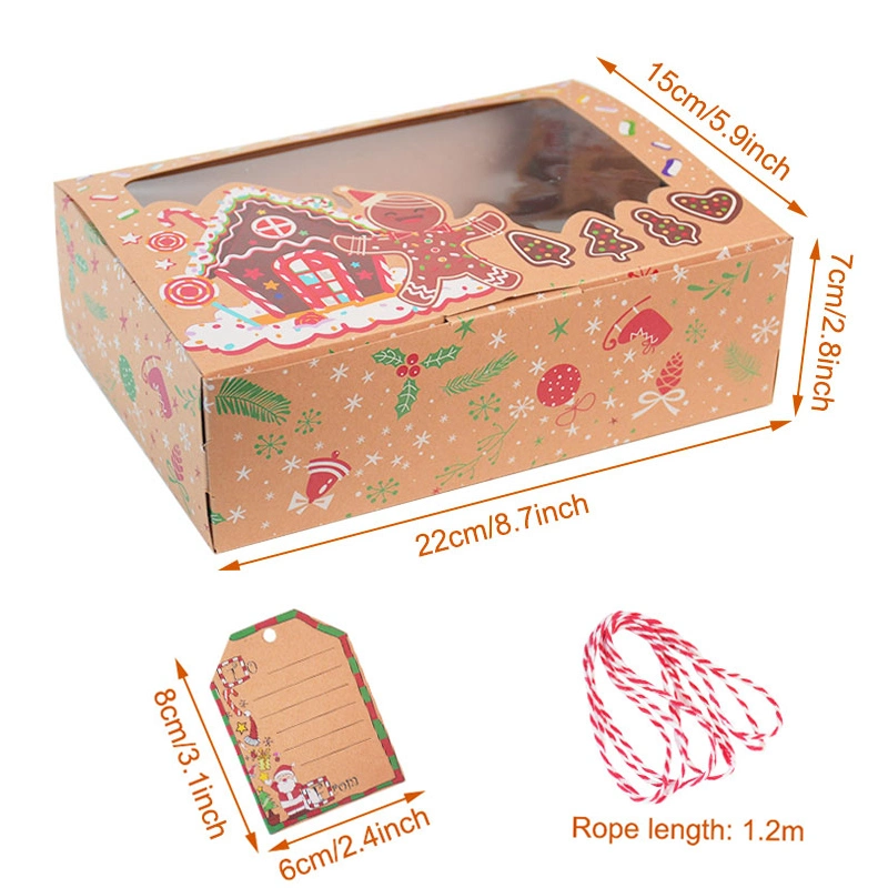 Food Packaging Christmas Party Kids New Year Cookie Kraft Paper Candy Gift Boxes Bags