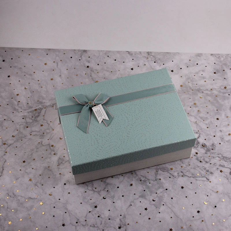 Ribbon Bow-Tie Rigid Cardboard Lid and Base Paper Packaging Gift Carton Box