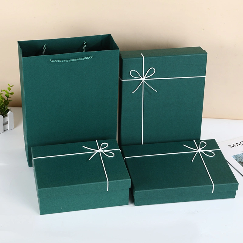 Ribbon Bow-Tie Rigid Cardboard Lid and Base Paper Packaging Gift Carton Box