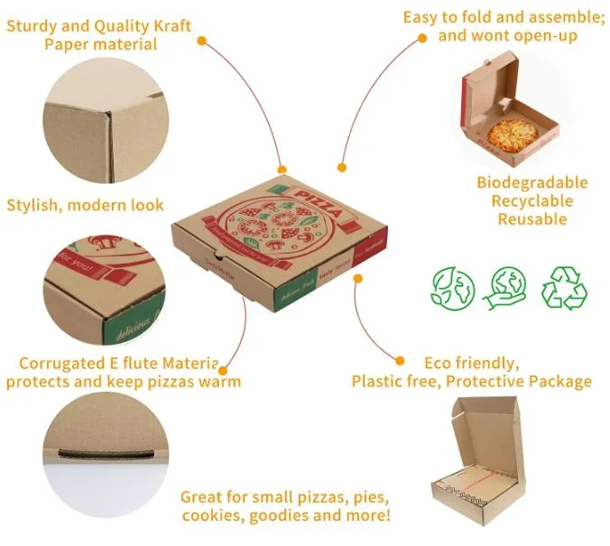 Takeaway Wholesale Customized Printed Paper Pizza Box Compostable High Quality Corrugated Pizza Box with Logo