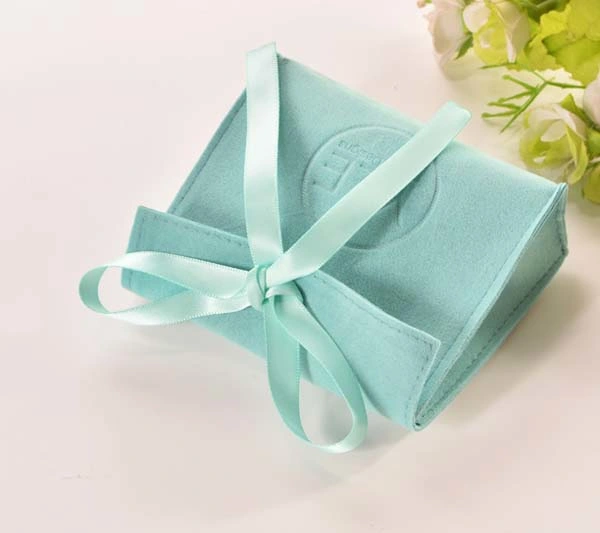 Velvet Jewelry Bag Luxury Jewelry Package Bag with Silk Ribbon Standup Gift Pouch with Bottom