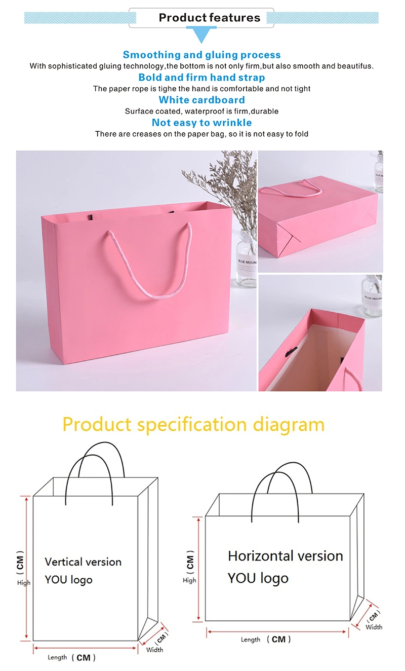 Custom for Food Grade Take Away Packaging Cake Pizza Candy Sushi Burge White Brown Kraft Shopping Paper Bag with Handles