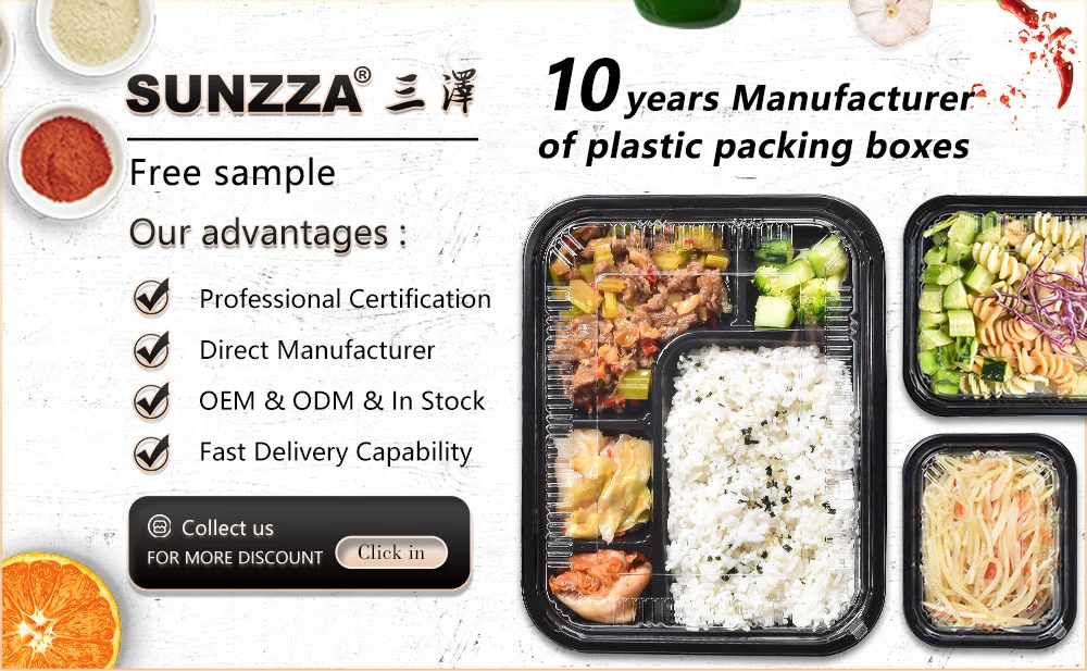 Sunzza Disposable Microwave Take Away Food Container Plastic PP Bento Box