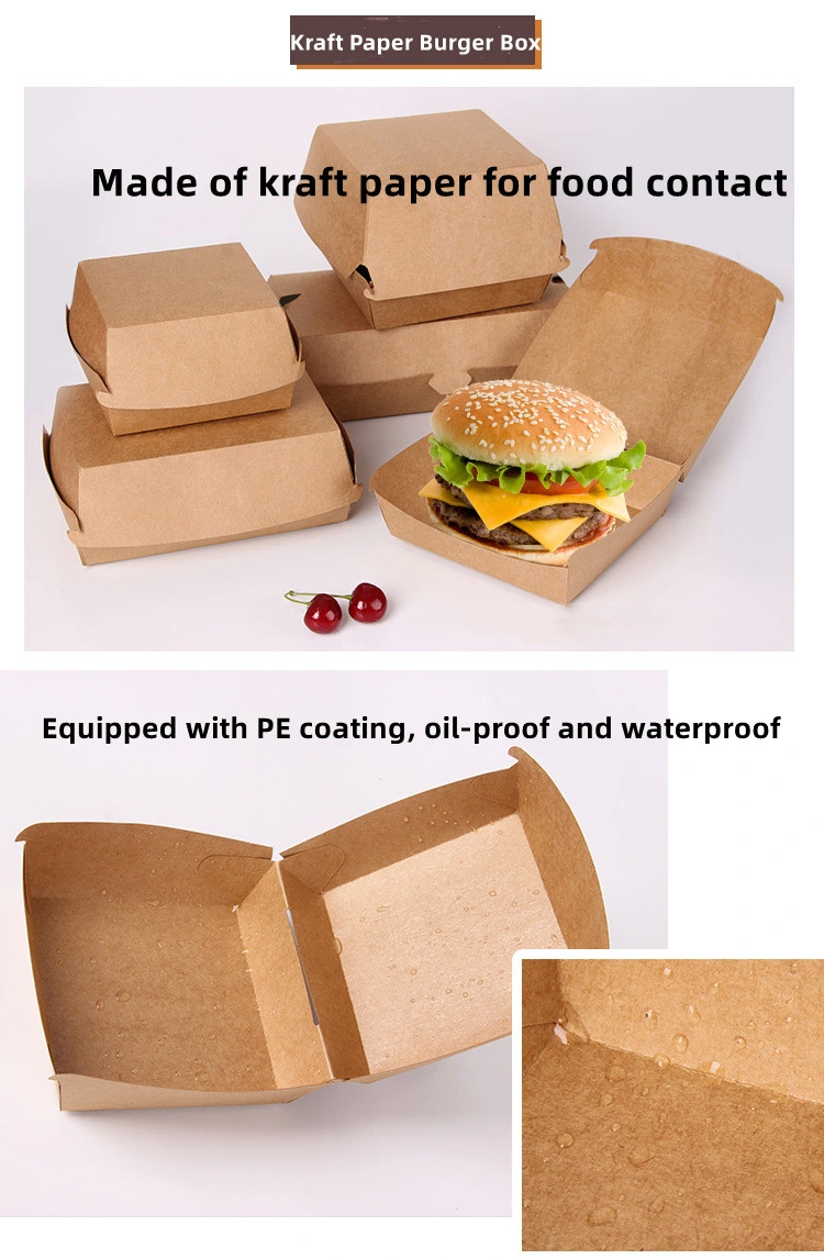 Customizable Hot Sale Burger Eco Friendly Paper Packaging Collapsible Food Packaging Box