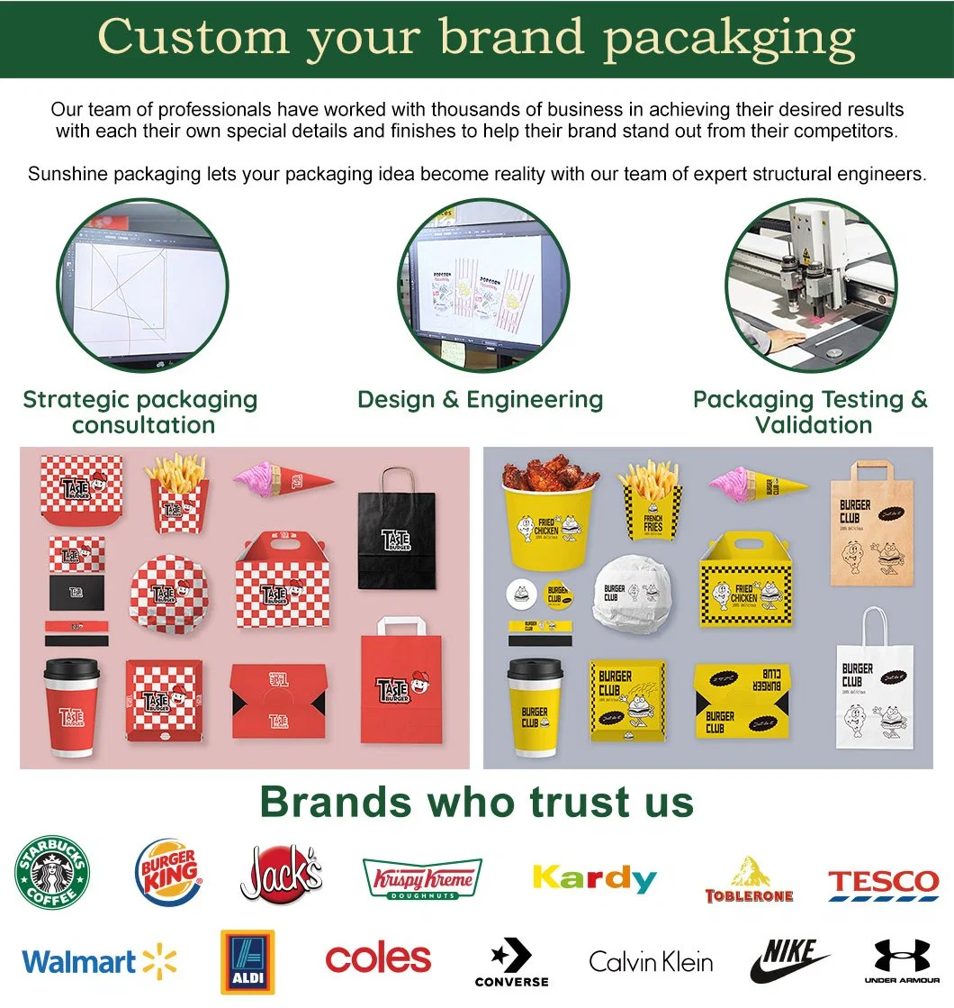 Custom Printed Restaurant to Go Branded Packaging Hot Dog Catering Fast Food Takeaway Paper Burger Fried Chicken Boxes