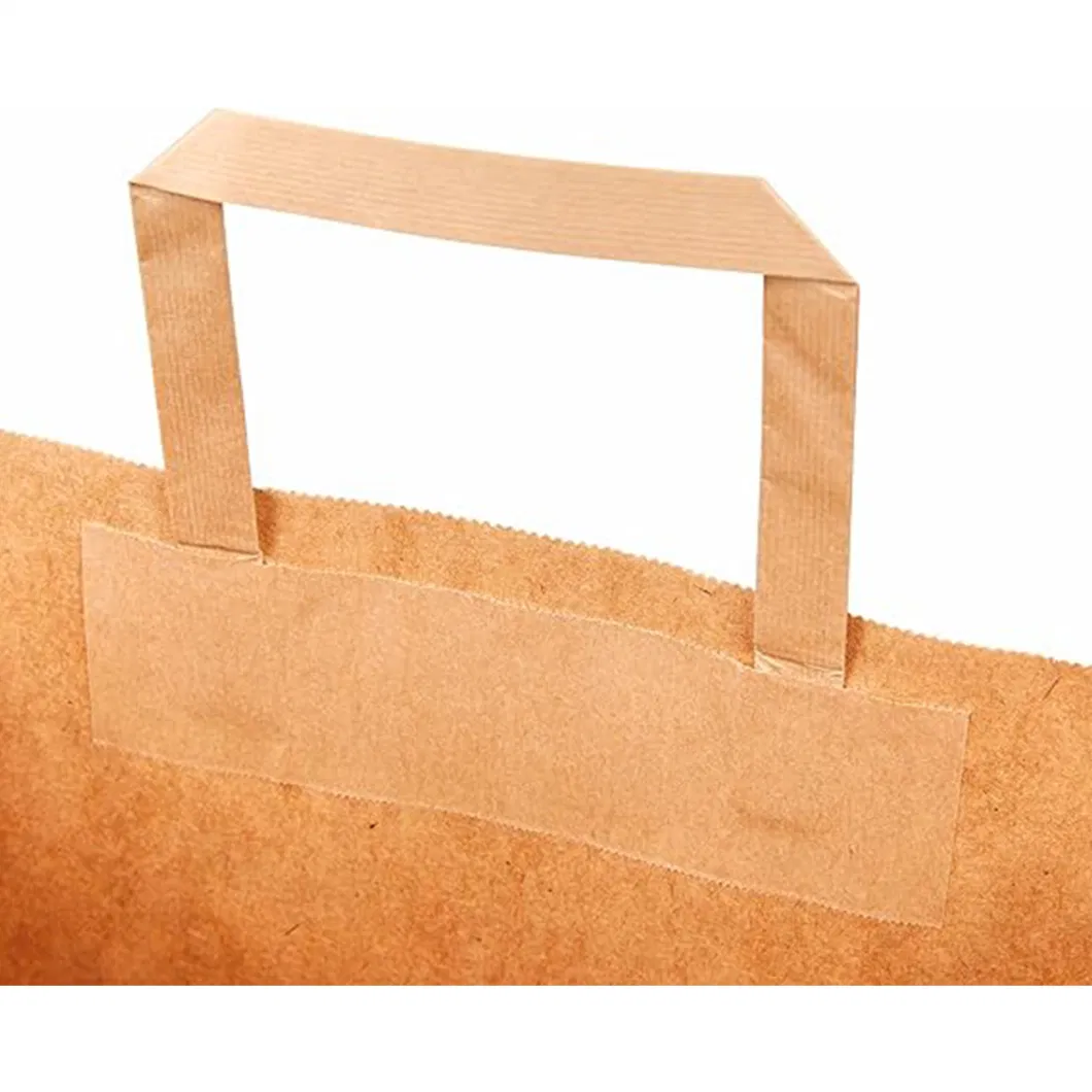 Large Capacity Recycled Natural Brown Kraft Paper Shopping Bags with Handles