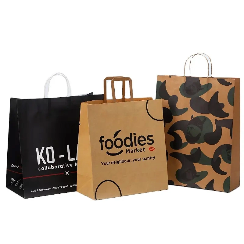 Wholesale Custom Printed Your Own Logo Brown Kraft Gift Craft Shopping Paper Bag with Handles