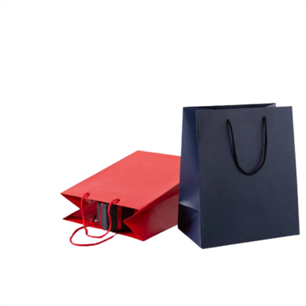 Custom Logo Printed Black/Red/Blue/Pink Small Shopping Gift Paper Bag with Handle