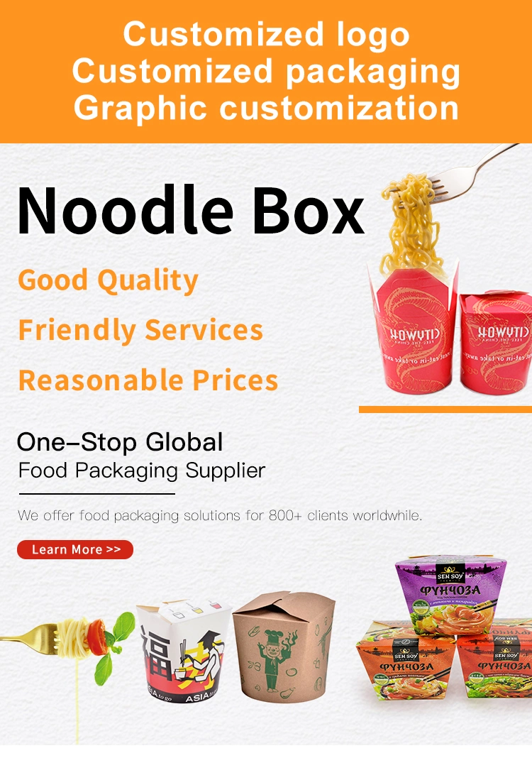 Disposable Takeaway Paper Kraft Noodle Box Pasta Packaging Box with Handle