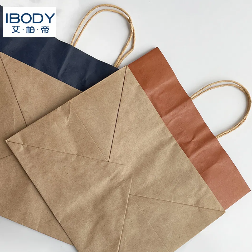 Wholesale Custom Packaging Brown Kraft Paper Bag for Pizza Shopping Bags Takea Way Extra Large Wide Base Bottom