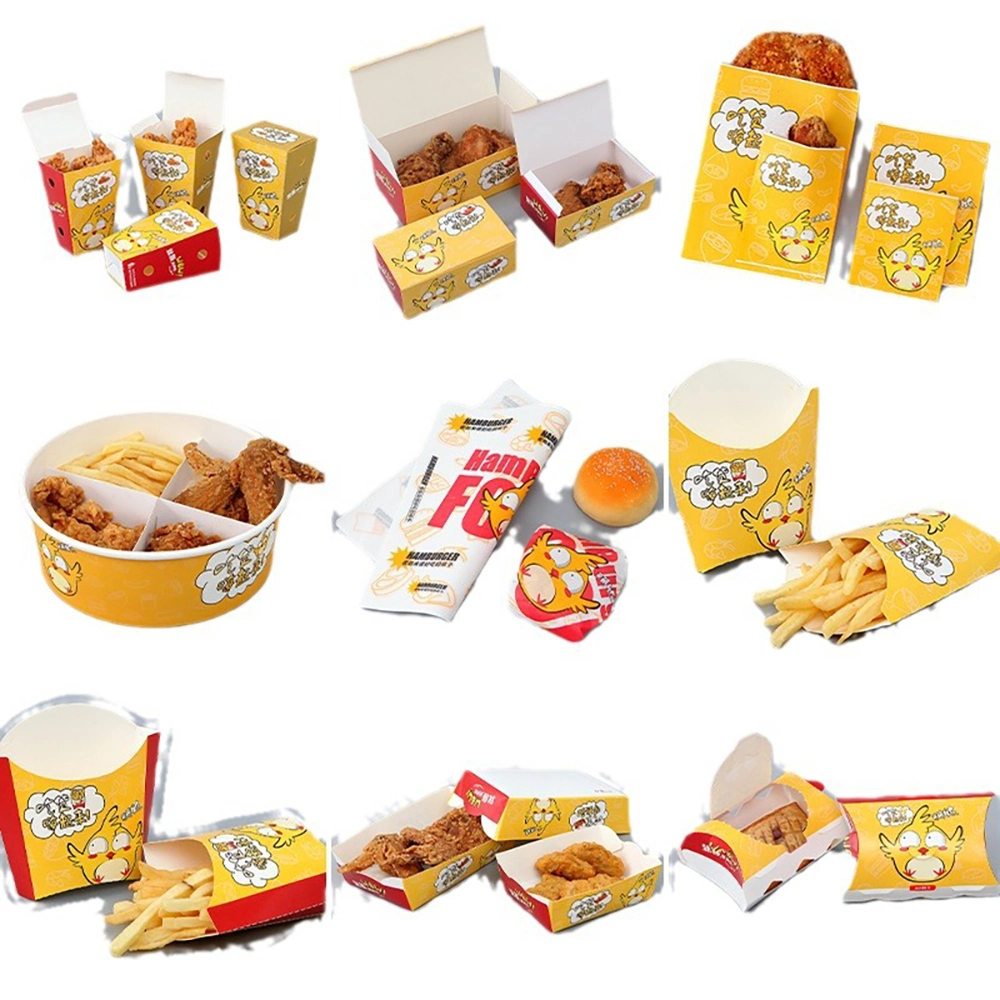 Fried Chips Burger Fast Food Packing Box Custom Print Paper Hamburger Box