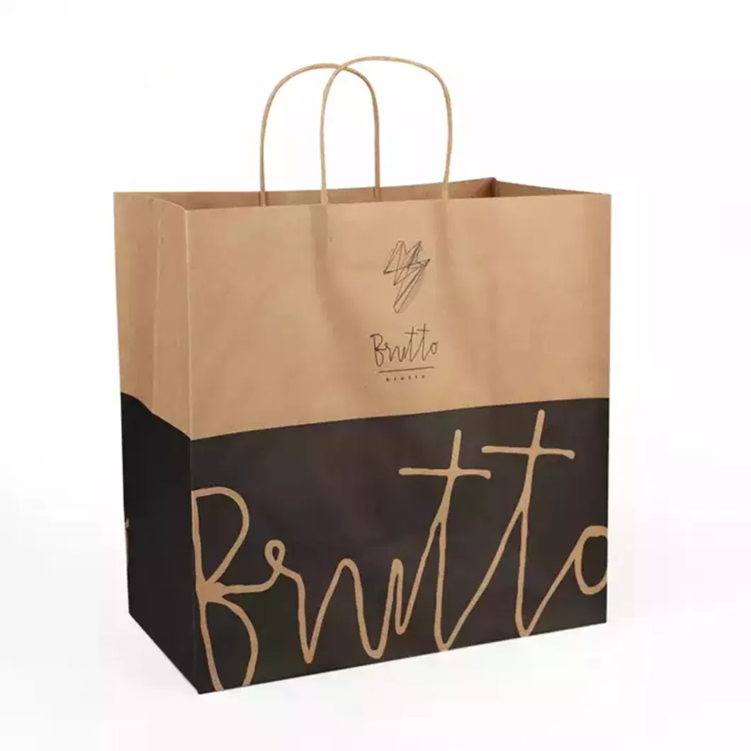 FDA/EU Free Sample Bespoke 100% Recycled Restaurant Food Delivery Take out Packaging Paper Bag