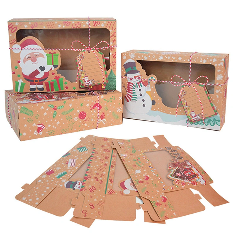 Food Packaging Christmas Party Kids New Year Cookie Kraft Paper Candy Gift Boxes Bags