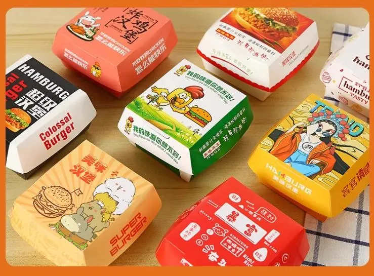 Burger Plate Custom Sandwich Hamburger Paper Box