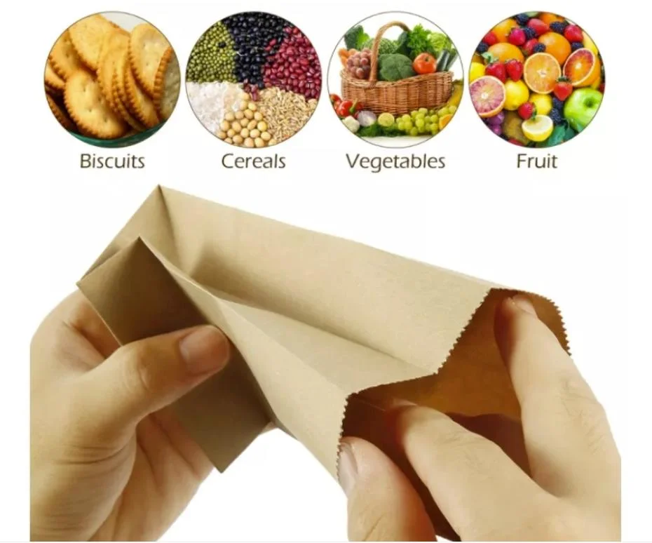 Customized Greaseproof Take-out Kraft Paper Bags, Snack Bags, Bread Bag, Craft Bags, 100% Recycled Kraft Paper Brown Lunch Bags