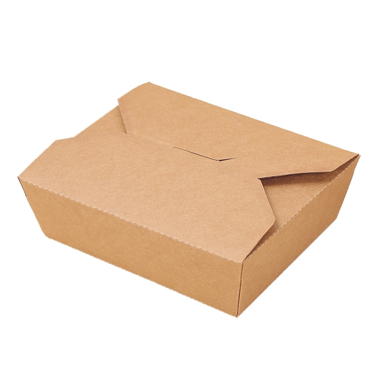 Kraft Paper Rectangular Snack Biodegradable Disposable Packing Eco Paper Lunch Food Take Away Box