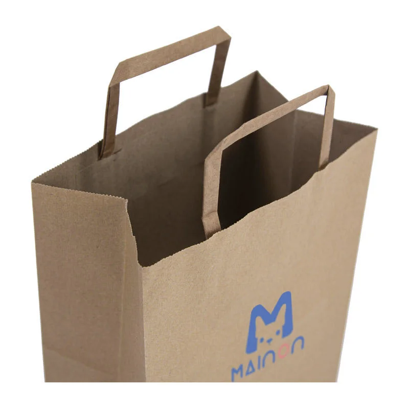 Custom Large Brown Paper Shopping Bag with Flat Handle