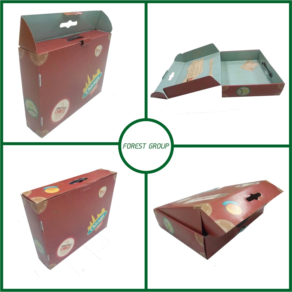 Both Sides Printed Corrugated Paper Box with Plastic Handle