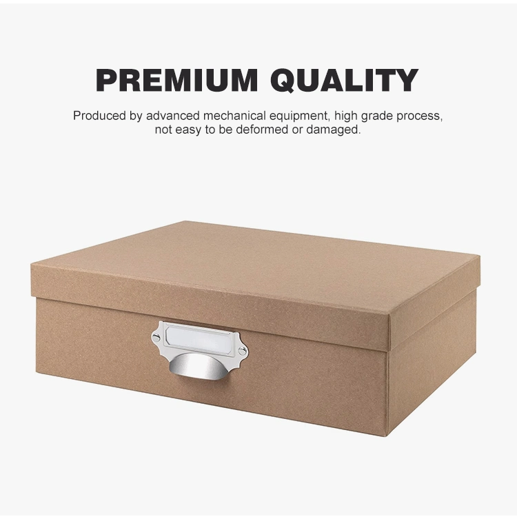 Customized Design Kraft Paper Storage Boxes with Lids for Documents Memory Decorative Cardboard Photo Storage Containers