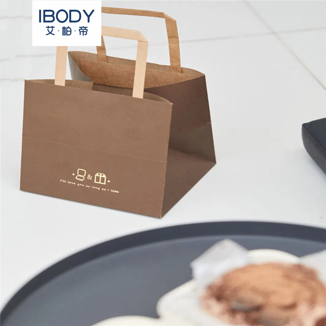 Wholesale Fashion Eco Friendly Food Grade Bread Packaging Small Paper Bags with Logo for Cake Box Kraft Paper Bag