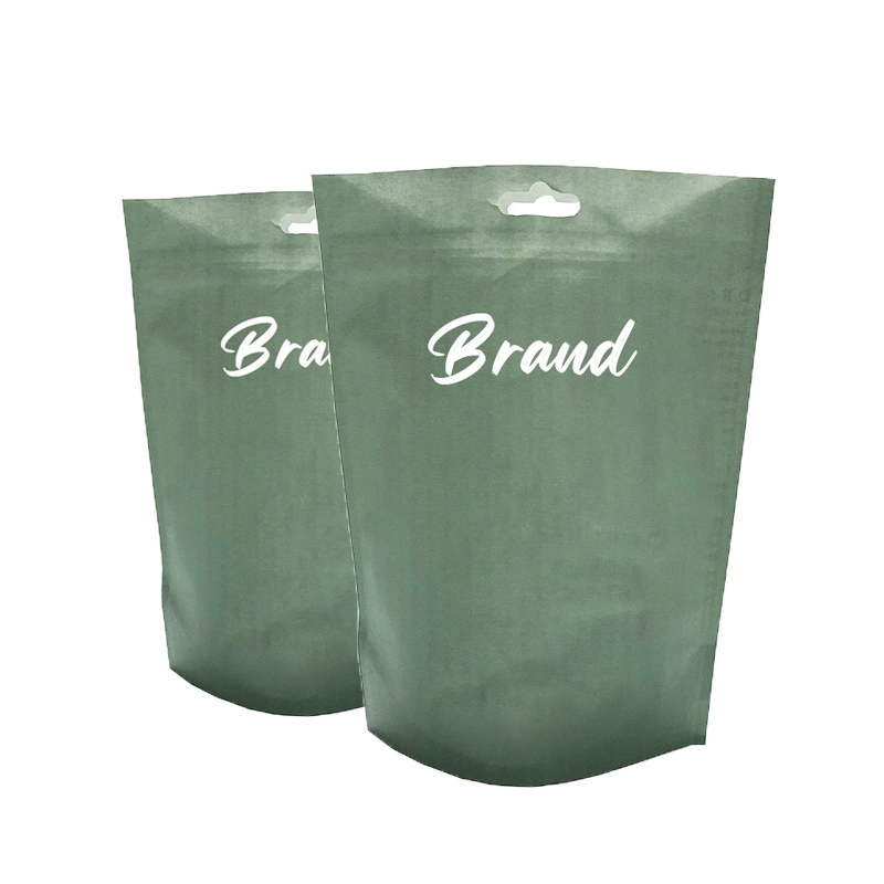 Biodegradable Ziplock Brown White Kraft Craft Paper Standing up Pouches Food Packaging Zipper Bags