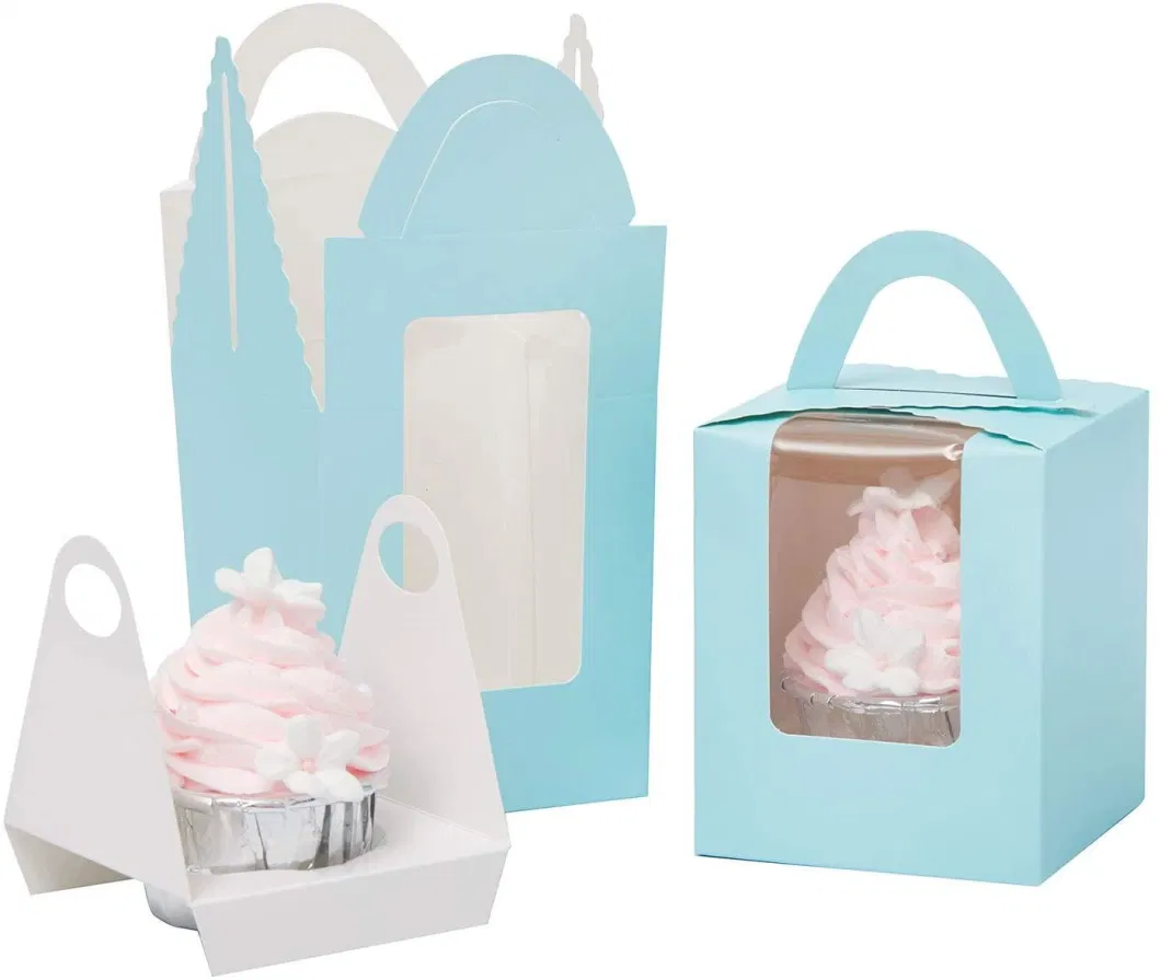 Kraft Color Single Cupcake Packaging Boxes with PVC Window