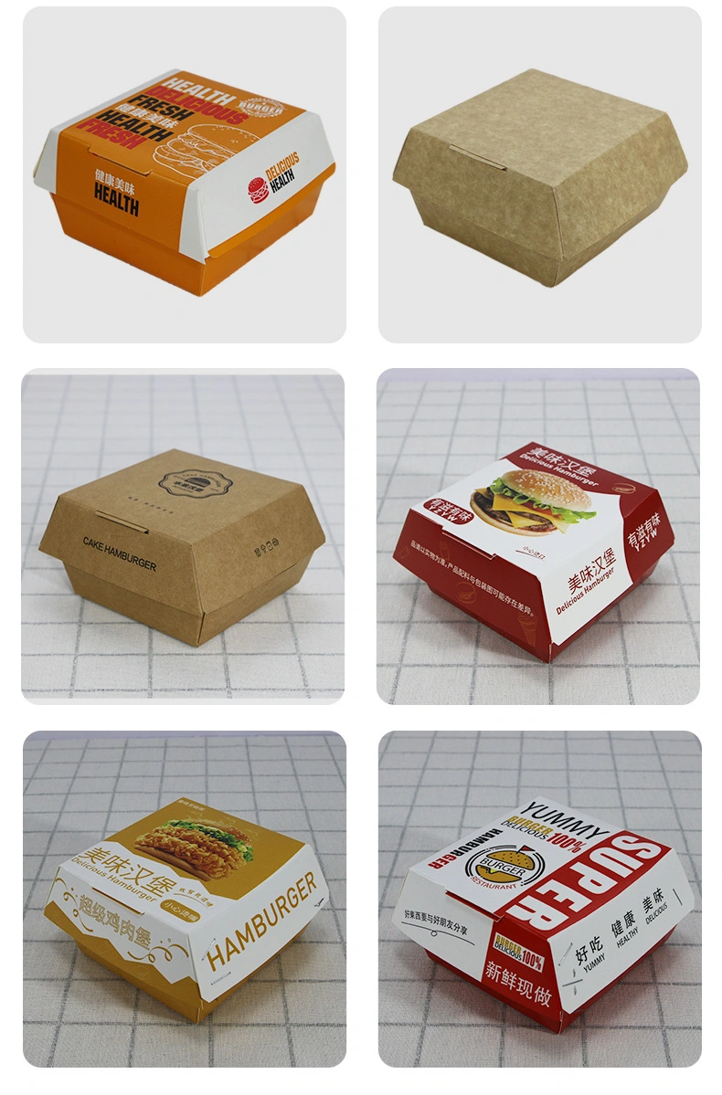 Custom Burger Supplier Eco Friendly Recyclable Logo Printing Biodegradable Takeaway Hamburger Boxes