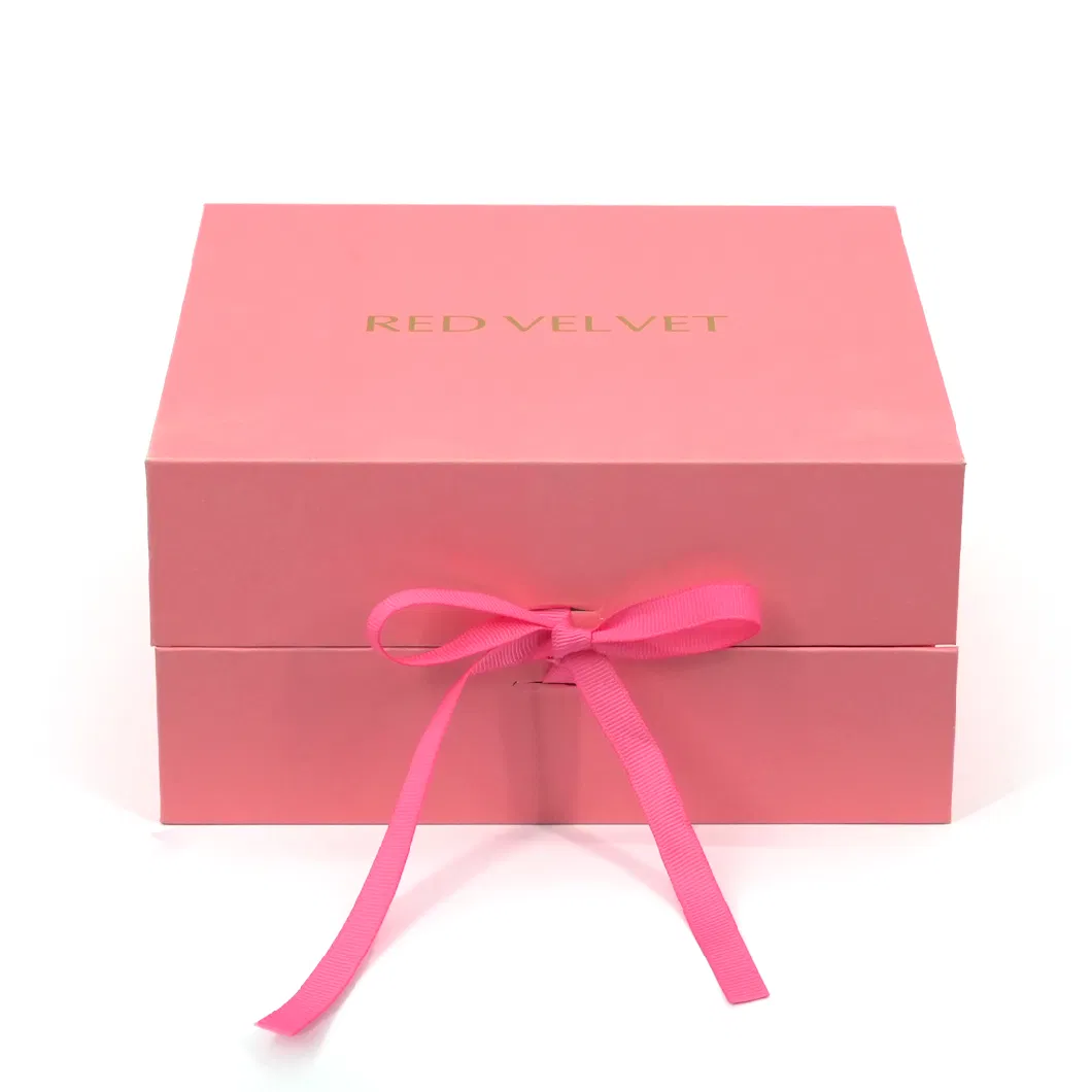 Wholesale Custom Pink Paper Box for Jewelry Luxury 2 Piece Gift Box Set Packaging with Ribbon Decorative