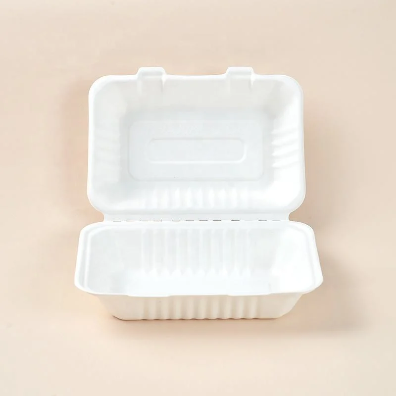 New Year Sales Disposable Takeaway Paper Clamshell Sugarcane Bagasse Burger Meal Box