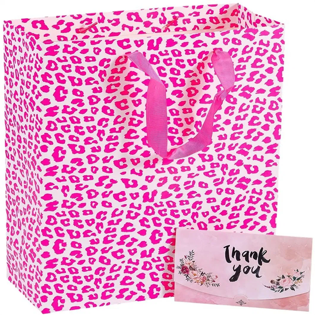 Pink Custom Printed Shopping Bag Small Gift Packaging Paper Bags