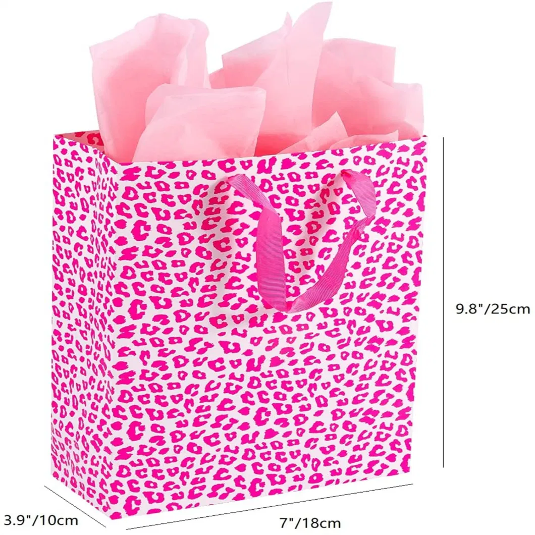 Pink Custom Printed Shopping Bag Small Gift Packaging Paper Bags