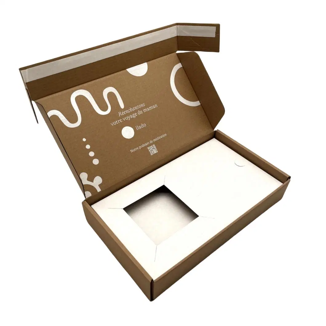 Eco Friendly Custom Logo Brown Kraft Paper Packaging Box Lid and Base Gift Box with Clear PVC Window and Paper Bag