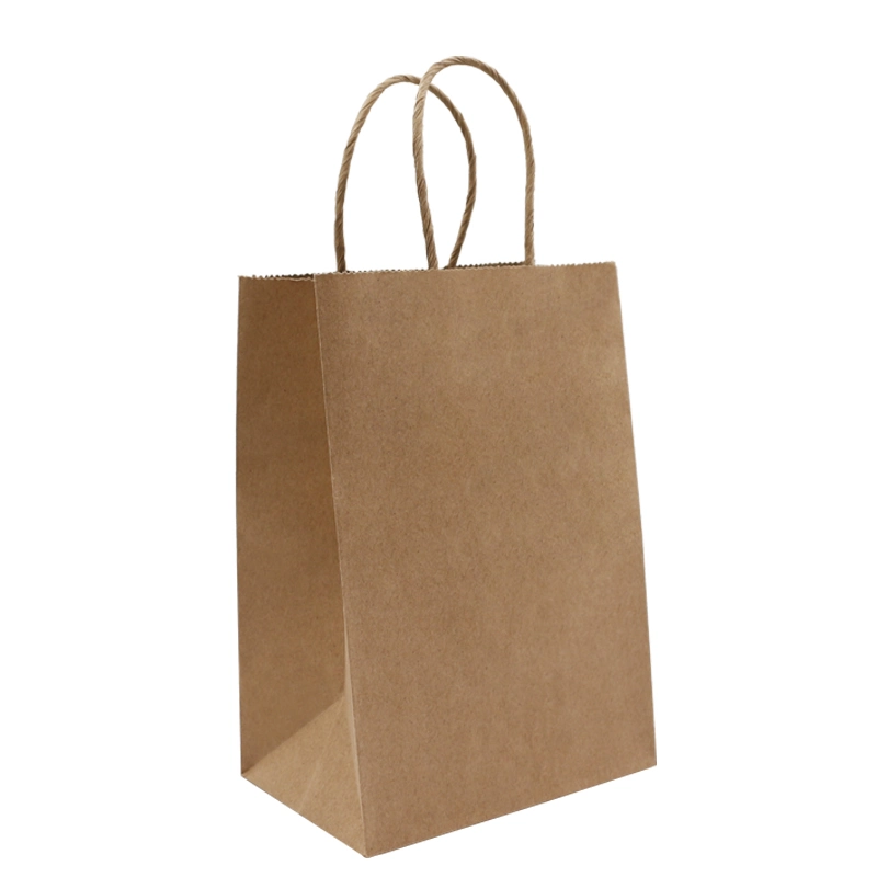 Foldable Large Wide Base Brown Kraft Paper Bag with Logo Print