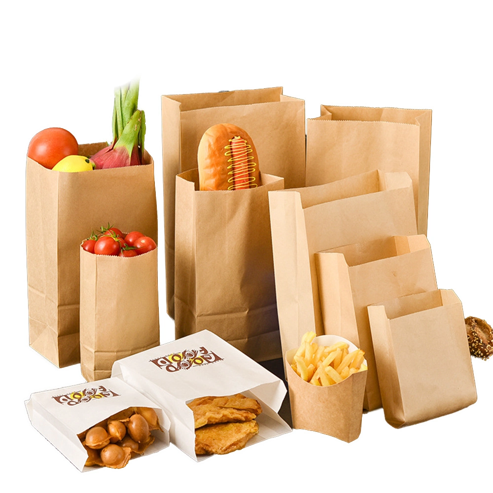 Recycled Food Packaging Brown Kraft Lunch Paper Bag Bread Bag