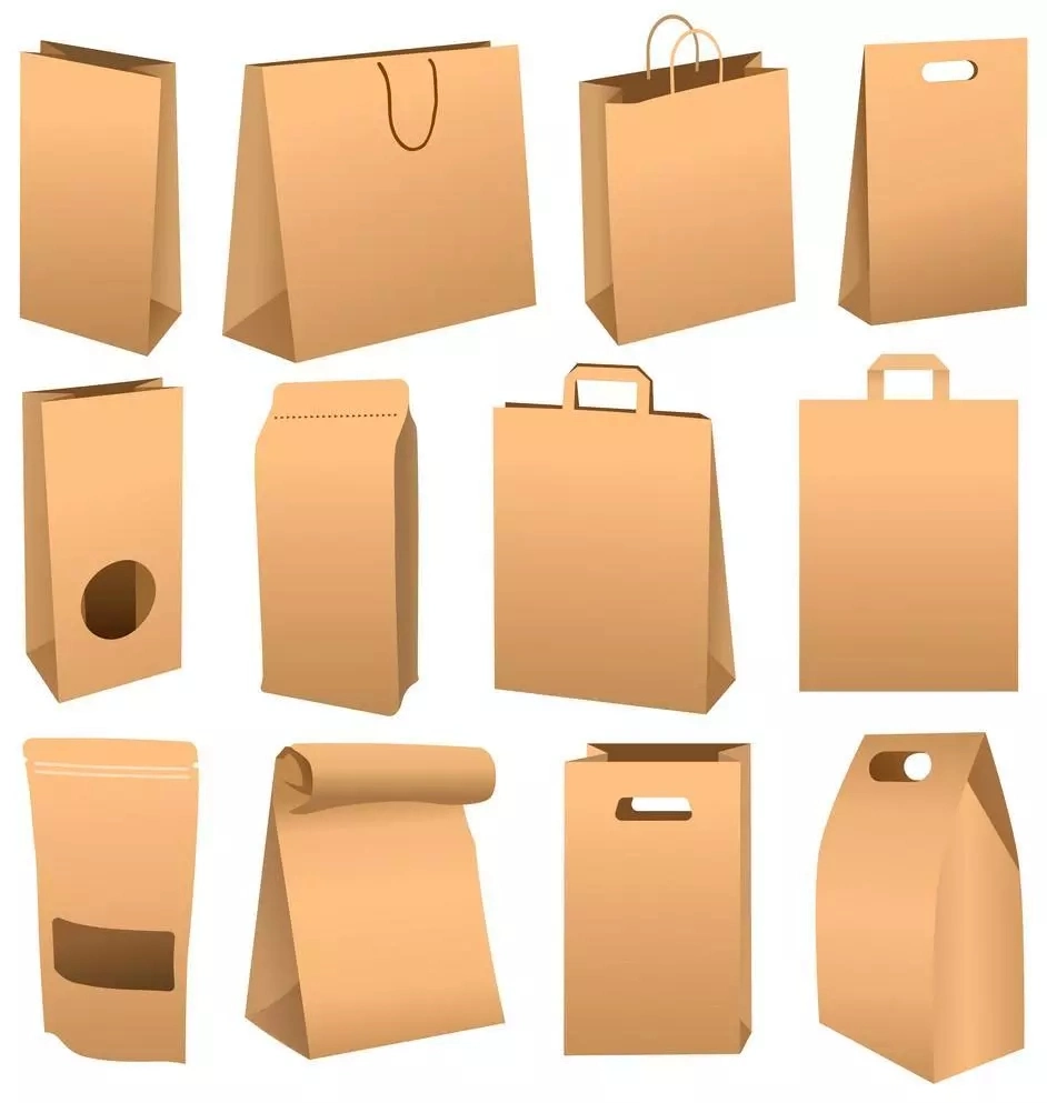 Custom Recyclable Brown Kraft Paper Bags Paper Storage Bread Candy Party Lunch Flat Bottom Paper Bag Takeout Bags