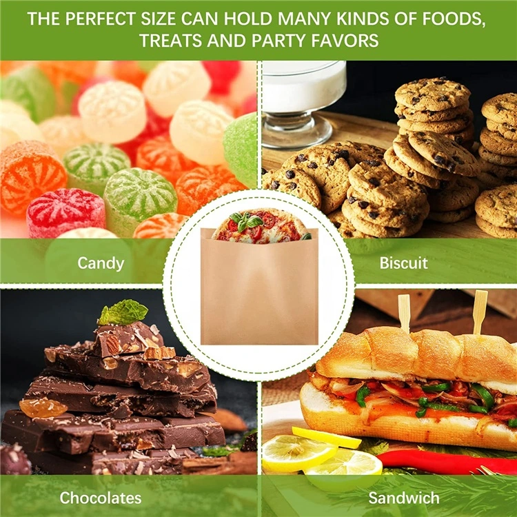 Food Grade Oil Proof Paper Greaseproof Wrappers Food Brown Bag for Sweets Lunch Burger Wrap Bread Fries