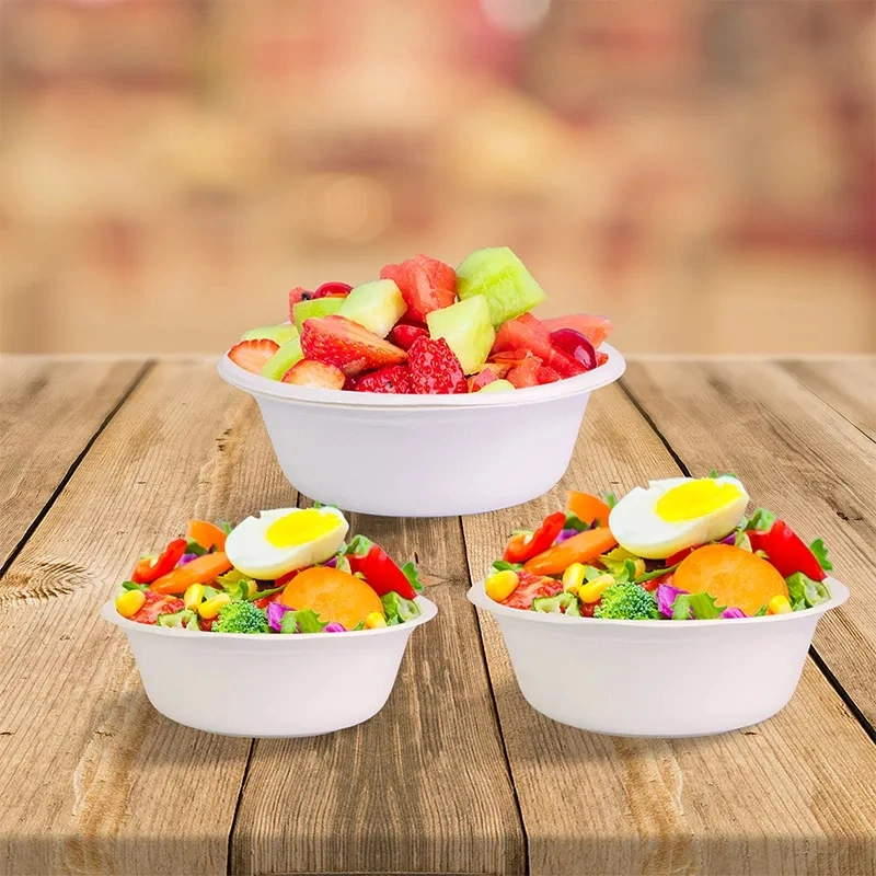 Disposable Paper Bowls Party Cutlery Food Grade Plates Household Compostable Barbecue Box Bagasse Soup Salad Bowl