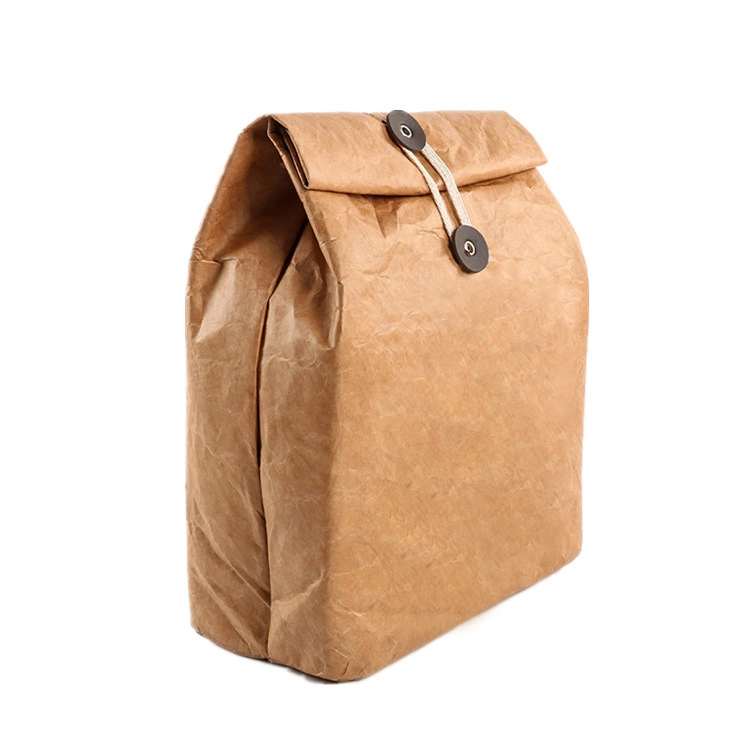 Wholesale DuPont Portable Waterproof Thermal Insulation Tyvek Lunch Box Cooler Case Brown Kraft Paper Bag for Picnic