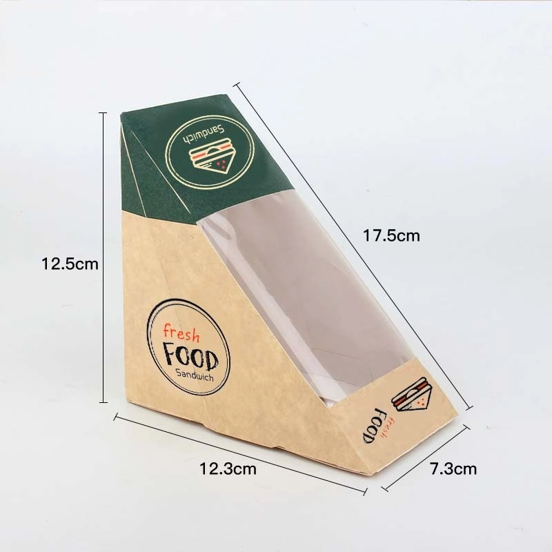 Custom Food Grade Hamburger Bakery Bread Paper Triangle Packaging Sandwich Box