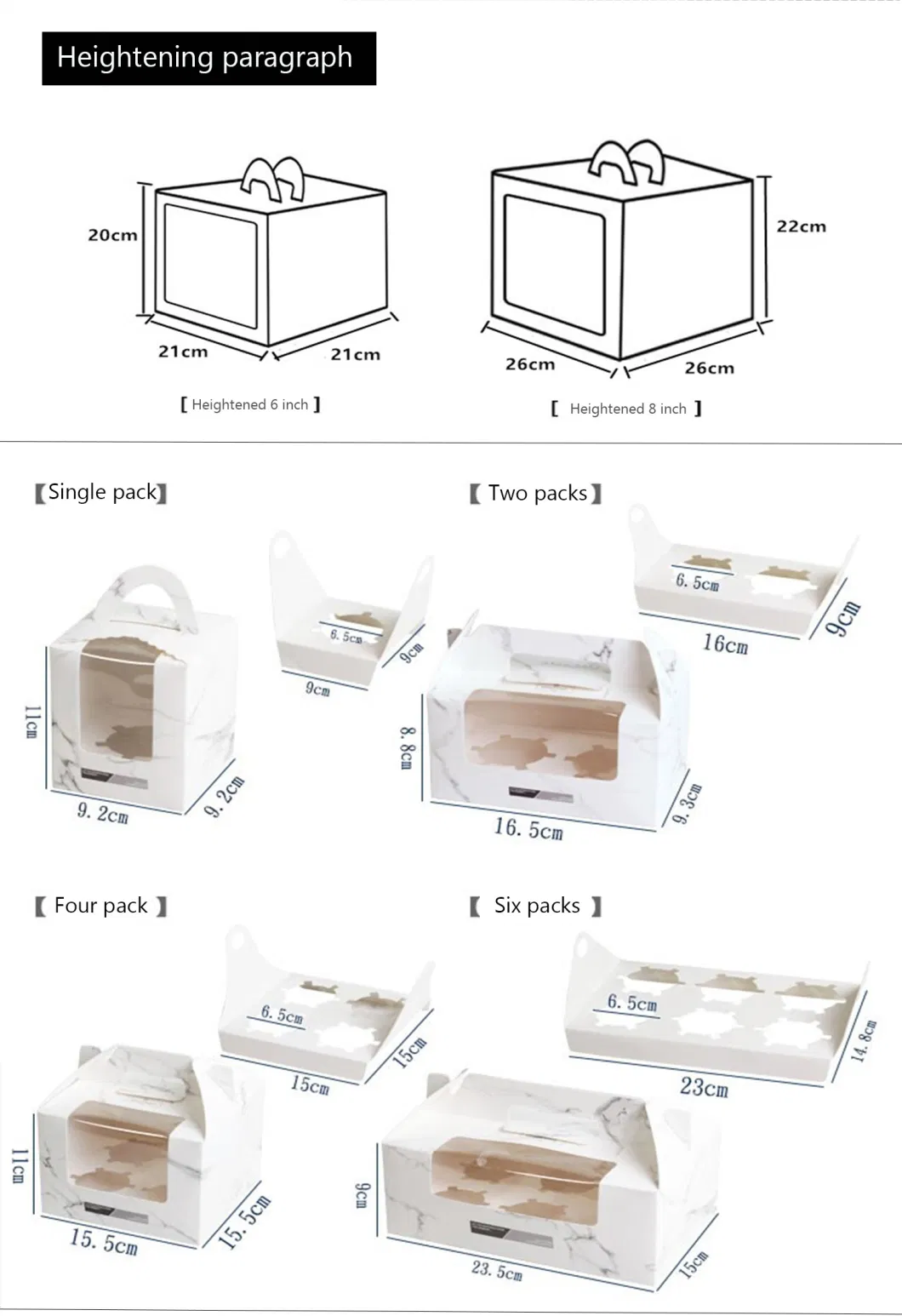 Wholesale 6 8 Inch Creative White Custom Disposable Clear Plastic Paper Wedding Square Individual Cake Packaging Box with Lid