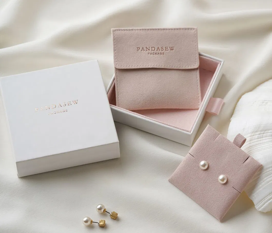 Pandasew Custom Logo Suede Inside Printing Package White Jewelry Box Kraft Paper Drawer Bracelet Necklace Earring Jewelry Box