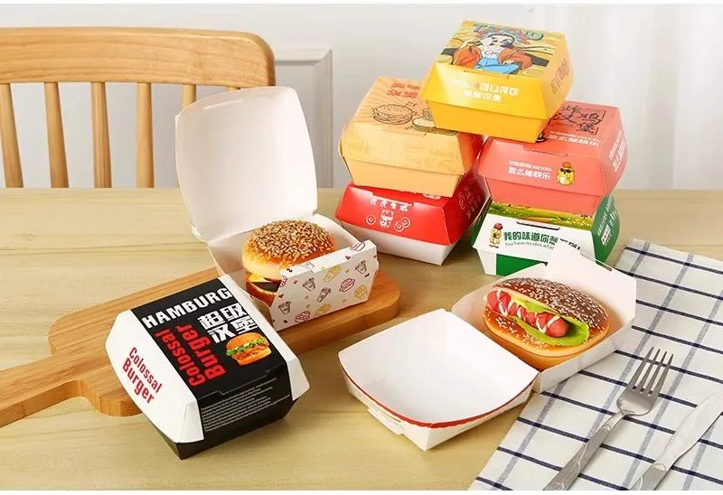 Burger Plate Custom Sandwich Hamburger Paper Box